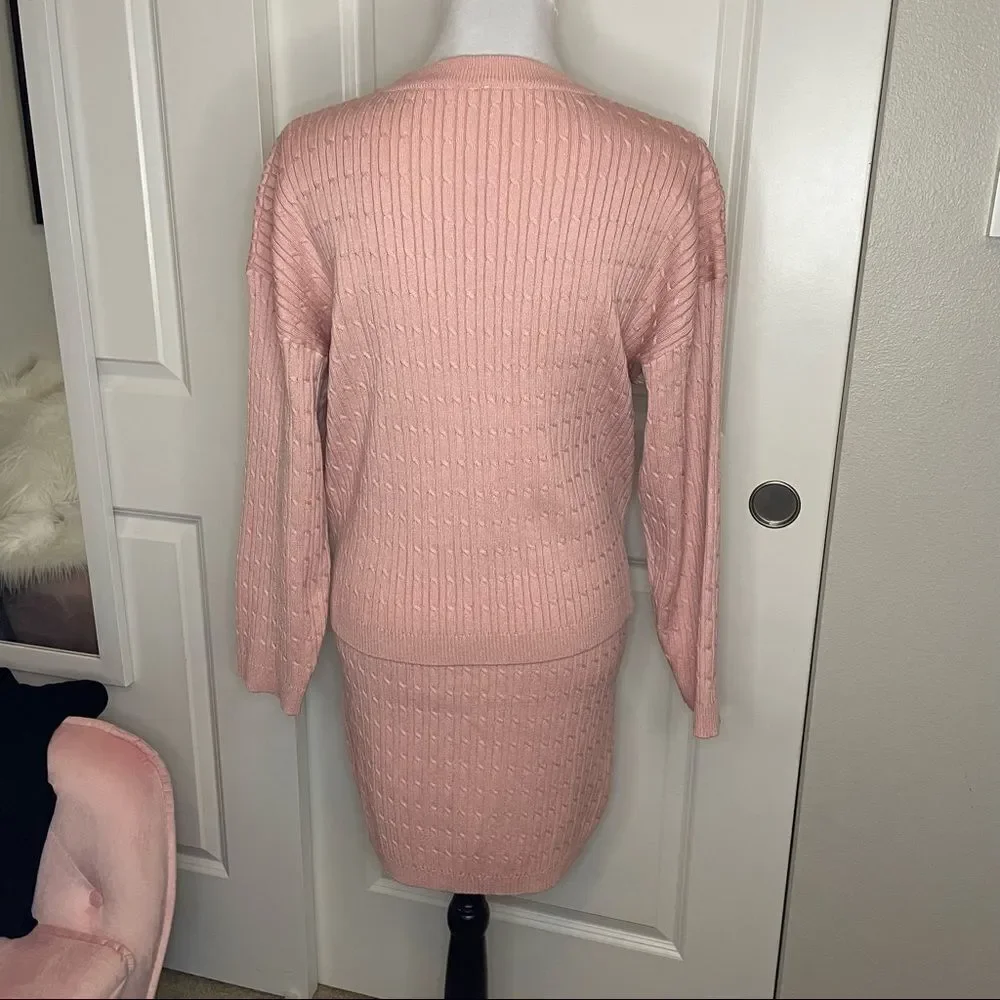 Dusty Rose Sweater and Skirt Matching Set size Small